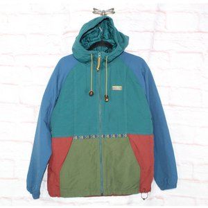 LL Bean Mountain Classic Anorak Multicolor Insulated Hooded Jacket Size L